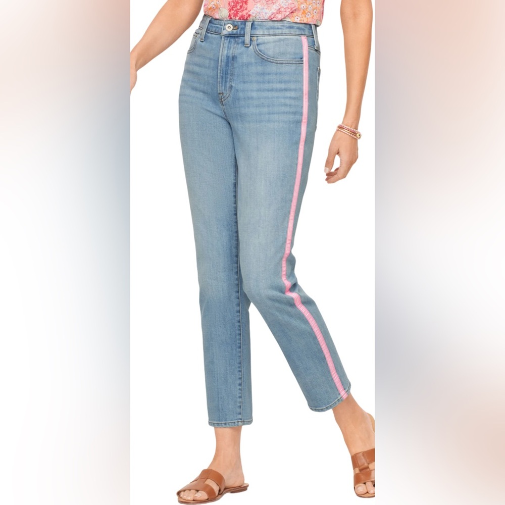 Talbots Modern Ankle Jeans Embellished Amalfi Washed Blue Size 8